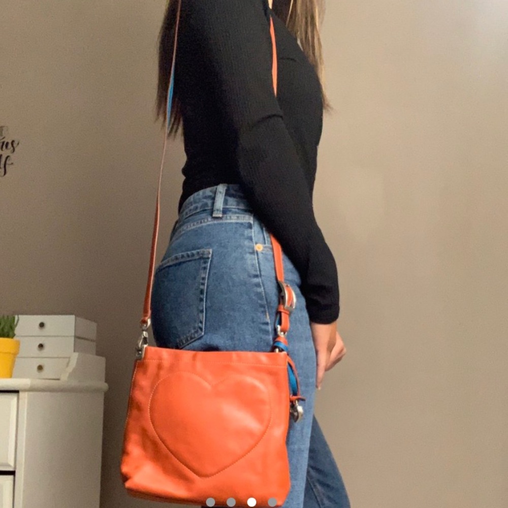 Red embroidered / stitched heart bag